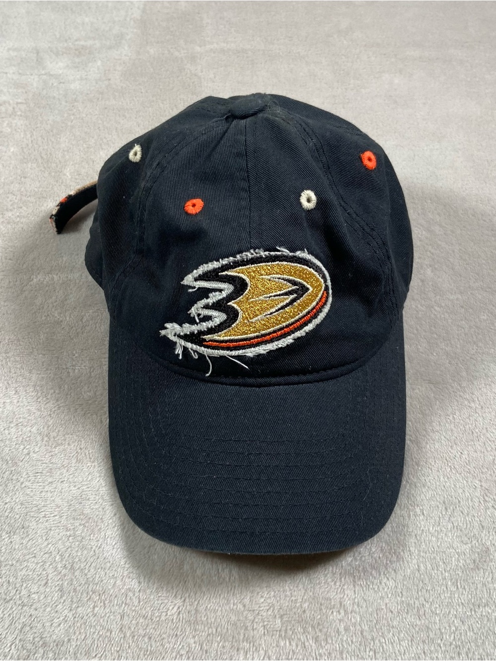 Anaheim Ducks Reebok Vintage Strapback Cap Hat Black And Orange Aztec